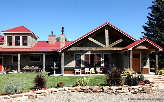 rustic ranch with red windows