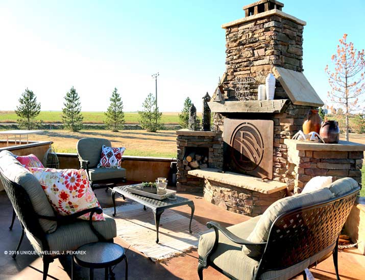 outdoor living stone fireplace