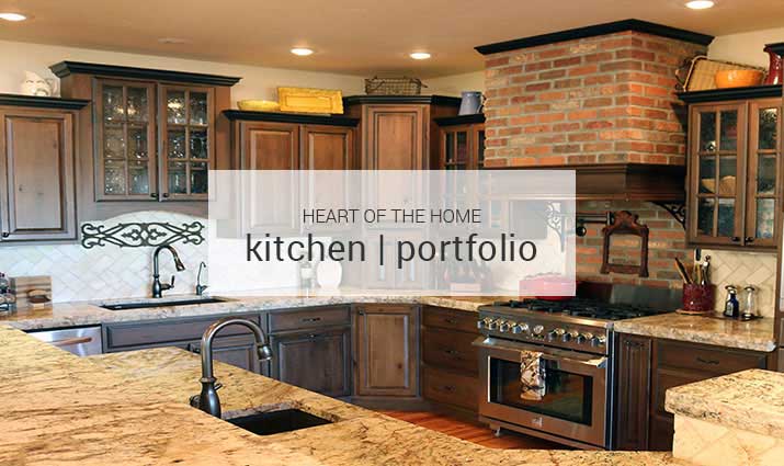 kitchen with brick range hood