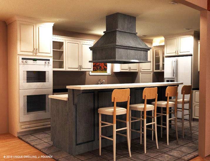 grey island kitchen rendering