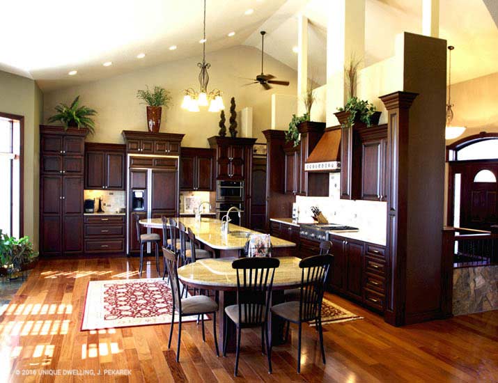 airy kitchen with dining table island