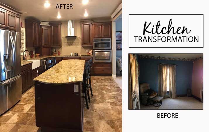 cherry cabinet kitchen with hardwood floor