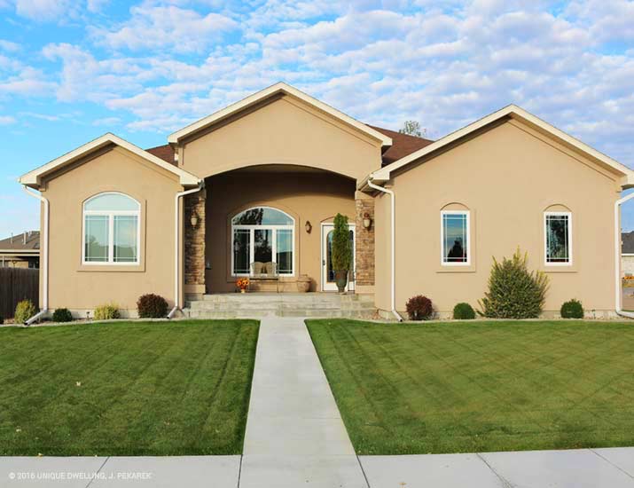 new construction home with recessed entry