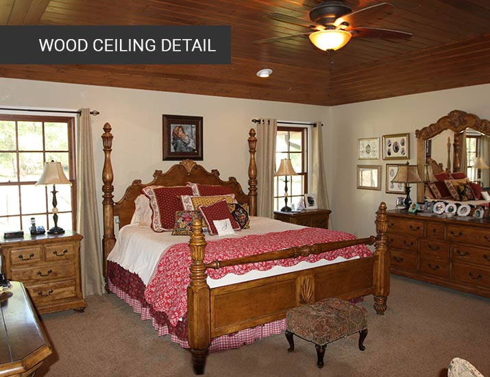 wood ceiling detail in bedroom