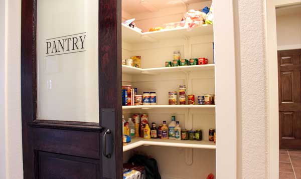 pantry sliding door and open shelving