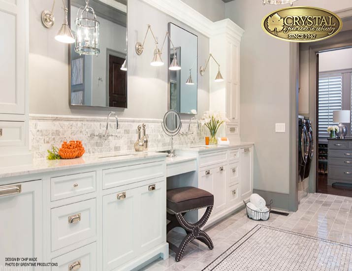 Crystal cabinets white bathroom vanity