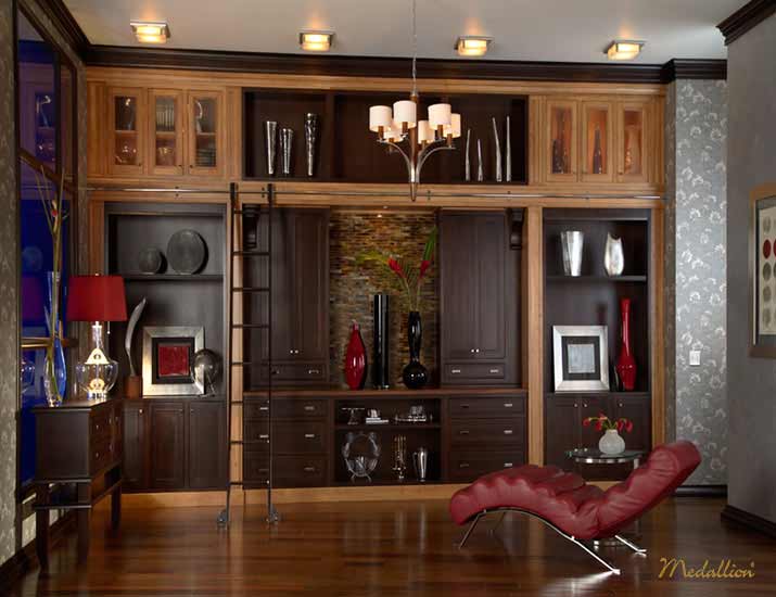 Medallion built in office cabinets