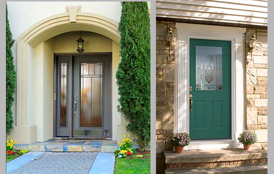 Heritage Fiberglass door with smooth and textured doors